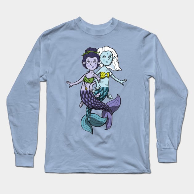 Briony and Merwyn Mermaids Long Sleeve T-Shirt by JCPhillipps